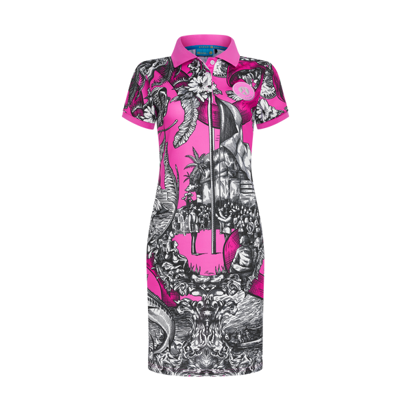 HERITAGE BREAST CANCER AWARENESS POLO DRESS-PINK & BLACK