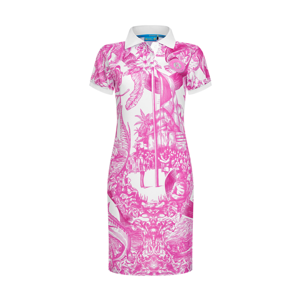 HERITAGE BREAST CANCER AWARENESS POLO DRESS-WHITE