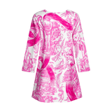 BREAST CANCER TUNIC DRESS-WHITE & PINK