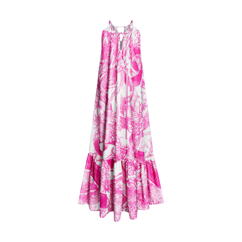BREAST CANCER MAXI DRESS-WHITE & PINK