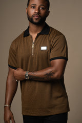 THE HOUNDSTOOTH POLO-BROWN