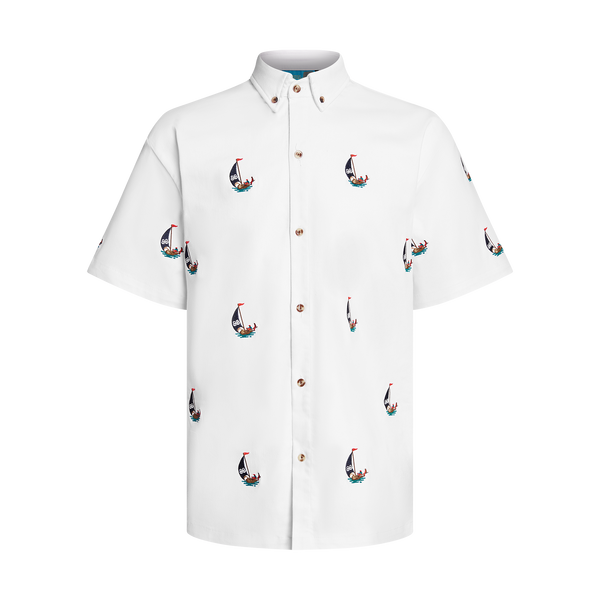 THE STAPLE BUTTON UP-WHITE
