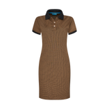 THE HOUNDSTOOTH POLO DRESS-BROWN