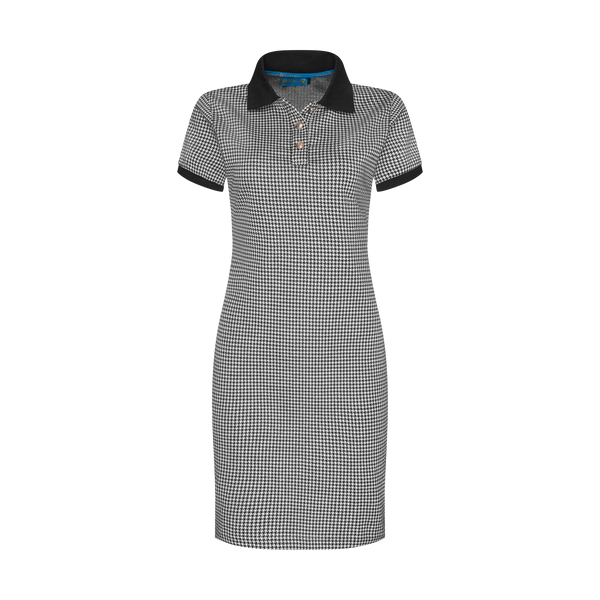 THE HOUNDSTOOTH POLO DRESS-BLACK